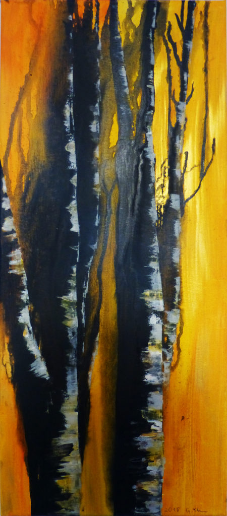 Birken, Acryl auf Leinwand, 30 x 70 cm